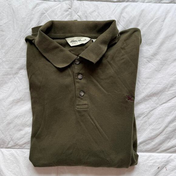 Eddie Bauer Other - eddie Bauer Olive green soft long sleeve polo shirt  XXL grunge preppy academia